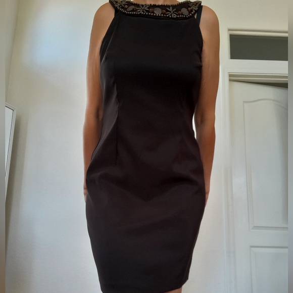 Connected Apparel Wood Embellished Collar Dress - Picture 1 of 17